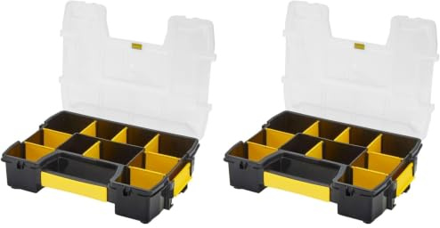 STANLEY FatMax Werkzeug-Organizer Sortmaster/Aufbewahrungsbox (29,5x6,5x21,5 cm, stapelbar mit Verriegelung, entnehmbare Einsätze, Aufbewahrung von Werkzeugen/Kleinteilen) STST1-70720 (Packung mit 2)