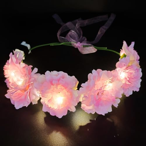 Fashband LED-Blumenkrone, Stirnband, leuchtender Kranz, Kopfbedeckung, Party- und Festival-Haar-Accessoires für Frauen