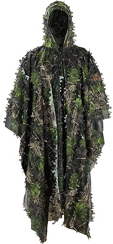 PELLOR Toalla Camuflaje Ghillie Poncho Camuflaje con Hojas Capa 3D Tamaño Universal para Woodland Camo Fotografía Caza Oculto