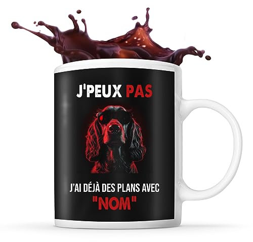 Tasse Cocker Spaniel Anglais Cool Lunette de soleil Prénom Nom Personnalisable | Mug Café Thé Idée Cadeau Personnalisé Homme Femme Original pour propriétaire de chien