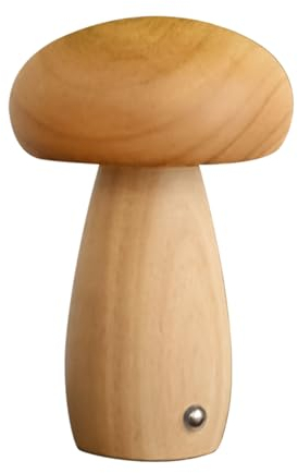 Nachtlicht aus Holz, Pilz-Nachtlicht, niedlich, klein, Pilz-Schreibtischlampe, wiederaufladbar, Pilz, Nachttischlampe, verstellbares Nachtlicht für Schlafzimmer, Heimdekoration (helle Buche, groß)