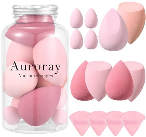 Lot de 14 éponges de maquillage avec 4 houppettes à poudre et 4 mini éponges de maquillage, cadeau de Saint-Valentin, fête des mères pour femme, liquide, fond de teint, poudre, anti-cernes, crème