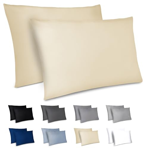Dreamzie Kissenbezug 50x70 2er Set - Kopfkissenbezug 50x70 Beige mit Reißverschluss aus Mikrofaser Weich, 50x70 cm Pillow Cover