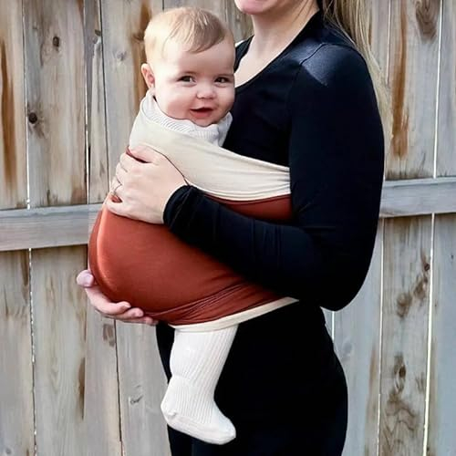 Baby Tragetuch Neugeborene,Neugeborene Babytrage Tragetuch Baby Neugeboren,Elastisches Babytrage Baby Wraps Carrier aus Baumwolle ab Geburt bis 16 kg (Braun)