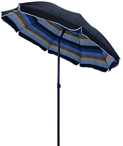 Briconess.com Parasol de plage rond 2 m avec poteau en acier et toile en polyester et coton Lines, 200 cm