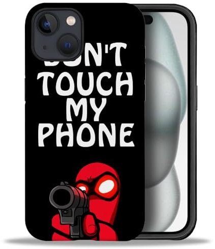 yicomon Kompatibel mit iPhone 15 Hülle, Don't Touch My Phone Pattern Print Matte Handyhülle Durable Fashion Funny Liquid Silicone Case Soft Anti-Scratch Shockproof Protective Cover