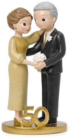 Mopec Y105 Figura para Pastel Pop & Fun de pie Bodas de Oro 21cm, Multicolor, Grande