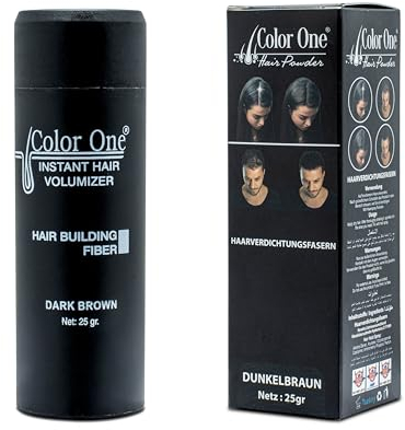 Color One Ansatzpuder wirkt sofort und stärkt Ihre Haarfasern. Color One Streuhaar zur Haarverdichtung & vollem Haar in Sekunden. (Dunkelbraun)