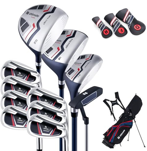 COSTWAY Set Completo di Mazze da Golf per Uomo, Include Driver 1 da 460CC, Fairway 3, Ibrido 5, Ferri 5, 6, 7, 8, 9, P e S, Putter e Borsa Portatile Leggera, Destrorso (Blu)