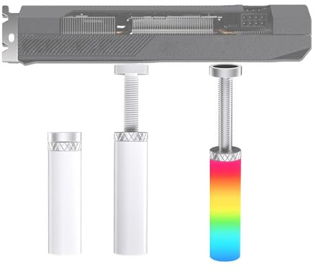 YOUNLEN graphics card GPU bracket support graphics card bracket game GPU support bracket adjustable height graphics card support aluminum alloy white RGB light effect.(80mm-120mm)