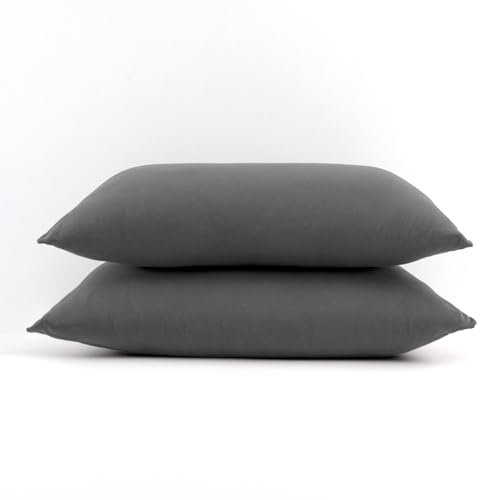 CozyCotton Kissenbezug 50x70 Grau. 2 kopfkissenbezüge 100% Baumwolle. Jersey bettwäsche. Kissenhülle für Kissen 50x70cm mit reißverschluss. Seitenschläferkissen. Zertifiziert mit Oeko-Tex 100