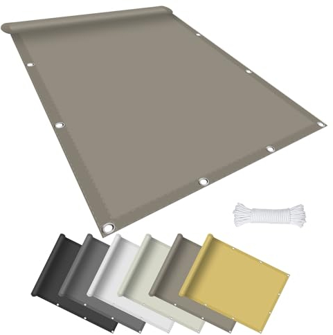 Sonnensegel Wasserdicht Rechteckig 350 x 600 cm Sonnensegel Wasserdicht 95% UV Schutz mit Ösen Und Kordel für Pflanze Pergola Zaun Balkon Außen Hof, Taupe