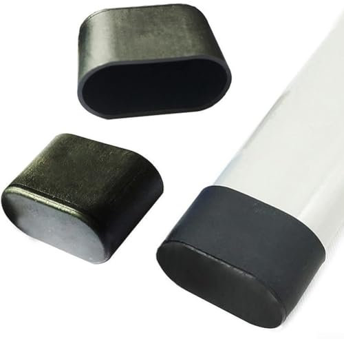 Gummi-Möbelfüße, Endkappe, Stuhlbeinkappe, ovale Abdeckungen, Möbeltischfüße, Bodenschoner, 10 Stück (schwarz, 25 x 50 mm)