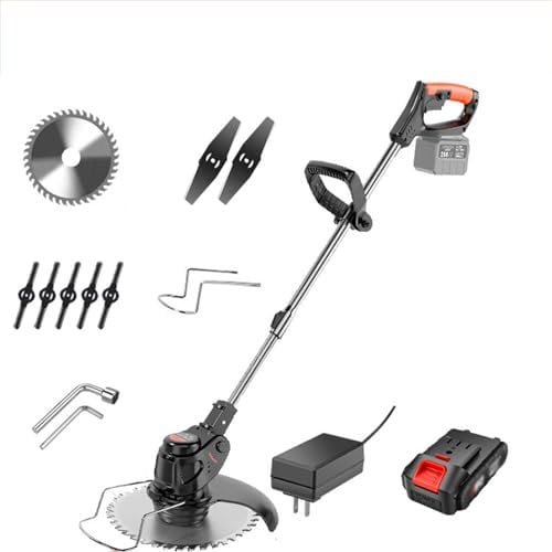 Electric weed remover, Electric Weeder cordless strimmer with blades, garden edger tool grass strimmer with blades, with Blades & 1 Packs 15000mAh Battery for Garden Cleaning Weeds Flowers Trees