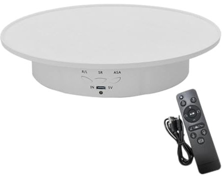 ＡＷＨＡＯ Rotating Display Stand Electric Rotating Platform with Remote Control Turntable Jewelry Holder for Model, white