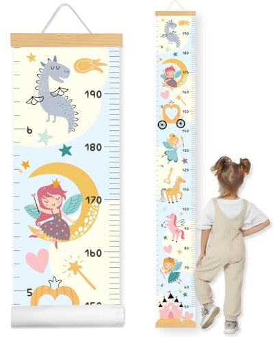Messlatte Kinder-Wachstum Messlatte-Höhenlineal zum Aufhängen-Mädchenzimmer Dekoration und Geschenke mit Mädchen 160cm x 20cm (Hellblau)