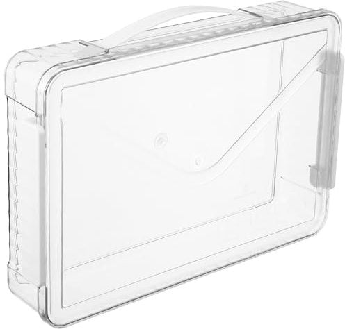 SHINEOFI Box Transparente Ausweis-Aufbewahrungsbox Aktenschutz Stapelbarer Behälter Transparenter Aktenkoffer Stapelbarer Aufbewahrungsbehälter Magazin-Organizer Fotobehälter