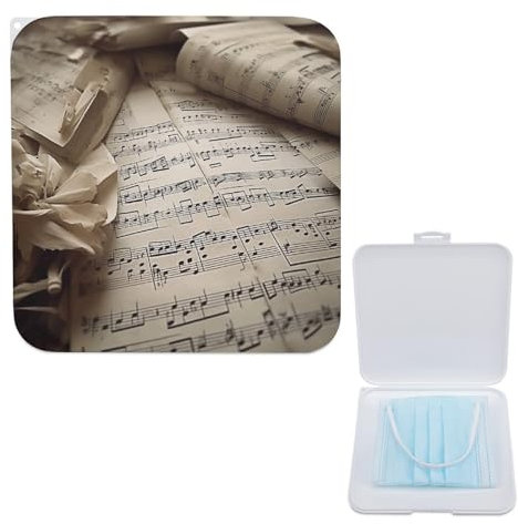 Stylish Mask Storage Box, Sheet Music Print Portable & Lightweight PP Mask Case Reusable Mask Box Fashionable Mask Storage Case