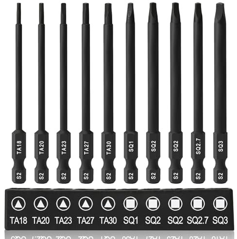 10 Stück Dreieck Schraubenzieher, 89mm Spezial Schraubendreher Bit Set für akkuschrauber Vierkant Bits mit Magnetkopf,1/4 Sechskantschaft Dreieck Bit Set für Schlagschrauber