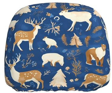 BROLEO Wildtiere, Jagd, Hirsch, Bär, Elch, Bildqualität, Auto-Kopfstützenbezug, 1 Stück, bequemes, elastisches Autozubehör