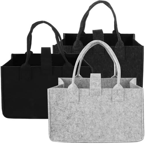 ASelected 3 Stück Filztasche Einkaufskorb Klein 30 x 20 x 18 CM Filztasche Klein Shopper Faltbar Und Wiederverwendbar zur Einkaufen Reisen Arbeit Picknick