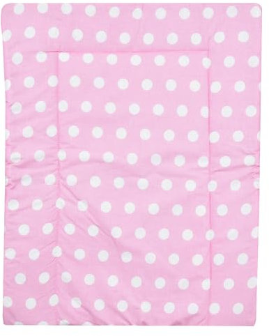 Baby Delux Wickelauflage Wickelunterlage 60x75 cm weiche Wickeltischauflage Baumwolle wasserdicht waschbar (Pink Dots)