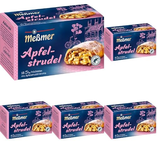 Meßmer Apfelstrudel | 18 Teebeutel | Vegan | Glutenfrei | Laktosefrei (Packung mit 5)