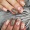 French Tip False Nails - 24 Pcs Square Glitter Gold Press On With Snowflake & Christmas Elk Design - Cute Fake Stick On for Women