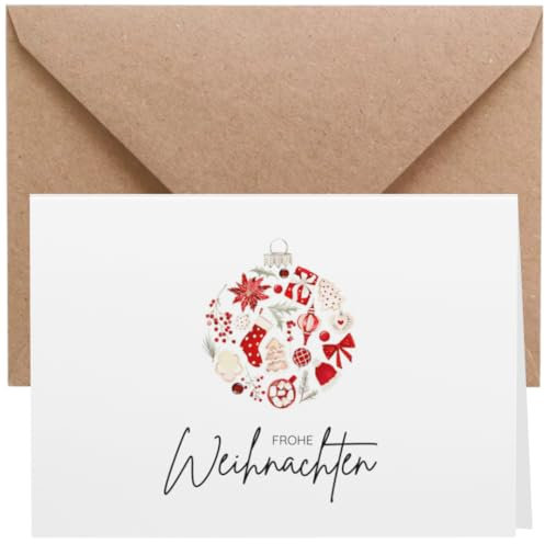 ZETTMANN® 20er Premium Weihnachtskarten mit Umschlag Set - 10 lustige Weihnachtskarten und 10 Umschläge I kleine Weihnachtskarten (Weihnachtskugel)