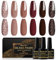 Shining She Gel Nail Polish, 6 Colours Khaki Burgundy Dark Brown Gold Glitter Gel Polish Set Soak-Off UV/LED Autumn Winter Nail Polish Gel Gift for Nail Art Salon DIY Home, 8 ML