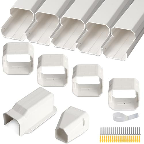 SUREPHON 3 7.5Ft Mini Split Line Set Cover,Plastic Line Kit for Outside Units, Mini Split Air Conditioner, Central AC and Heat Pump