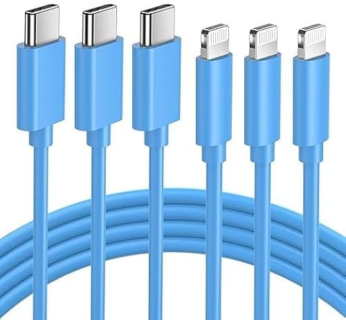 GlobaLink Cable USB C a Lightning 3Pack 2M,Cable iPhone 12 (MFi Certificado) Carga Rápida Compatible con iPhone 12Pro/12 Mini/12 ProMAX/SE 2020/11 ProMAX/X/XR/XS/8,iPad Pro 10.5/Air3/mini5-Azul