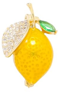 Broche citron jaune pour femme en forme de fruit sertie de diamants, taille unique, Acier inoxydable