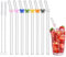 Lot de 8 pailles en verre avec brosses de nettoyage, jolies pailles en verre colorées et résistantes aux chocs, réutilisables pour perles Boba, smoothies et fêtes d'été