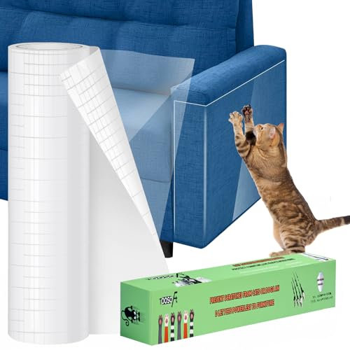 Kratzschutz Sofa Katze Transparent 4.1m x 31.5cm: TOOSOFt Katzen Kratzschutz Selbstklebend Tape Extra Lang - Anti Kratz Folie für Katzen Flexibler Schnitt - Sofaschutz Katze für Moebel Couch Tür Wand