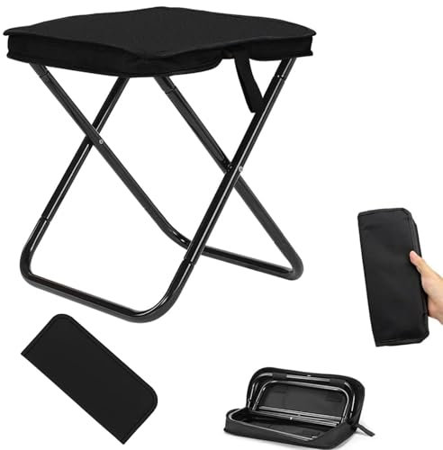 ARTGUTS Camping Hocker 30cm,Tragbarer Mini Klapphocker,Leicht Camping Klapphocker,Mini Hocker Klappstuhl für Wandern Garten Angeln Grillen Strand (Schwarz)