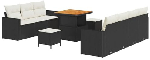 vidaXL Gartensofa-Set 10 STK. Schwarz Poly-Rattan