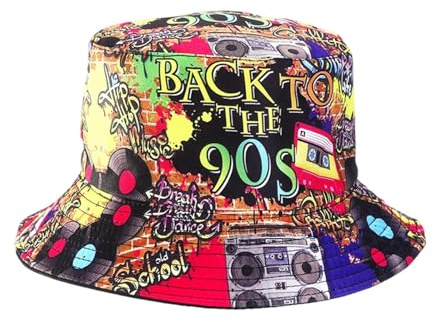 YEWCEP Fischerhut Ferren, 90er Jahre Outfit Herren, Fischerhüte mit Retro-Design, Unisex Sommerhut für Karneval, Outdoor und Musikfestivals