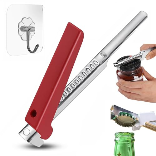 2PCS Jar Opener, Jar Openers for Arthritis Hands, Bottle Openers for Arthritic Hands Ergonomic Grip Kitchen Tool Effortlessly Open Stubborn Jars and Bottles with 2 Hangers(Red)