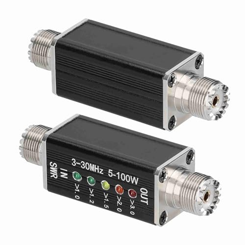 LED SWR Power Meter 3-30MHz Shortwave 5 LED Display Antenna Standing Wave Ratio Meter for Ham Radio HF Amplifier Tuning with Calibration Adjuster