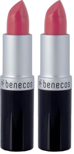 benecos Naturkosmetik - Lipstick - cremiges Finish | Natürlicher Lippenstift mit hochpigmentierter, intensiver Farbabgabe - pflegend für weiche Lippen | 4,5g | marry me (Packung mit 2)