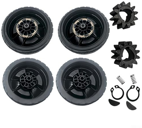 Linnkyfloa 20,3 cm Rasenmäher-Räder und Antriebssatz HRN216 VKA VYA, 12 Zähne Ersatzteile 44710-VR8-N00ZA 42710-VR8-N00ZA (4 Stück vorne und hinten + 2 Getriebe)