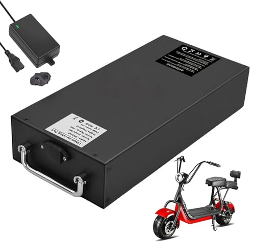 JCXYL EV Batteria per Moto da 60 V 10 Ah 15 Ah 20 Ah 28 Ah Batterie al Litio da 48 V 15 Ah 20 Ah 25,6 Ah per Scooter Elettrico a Due Ruote con Pneumatici Larghi e Caricabatterie,48v 15ah