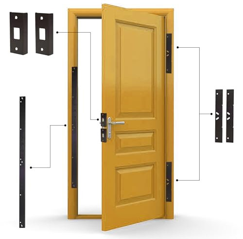 Door Armor MAX - 5-Piece Door Reinforcement Kit for Anti-Kick Security, Aged Bronze