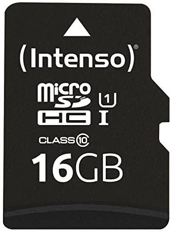 Intenso Premium microSDHC 16GB Class 10 UHS-I Speicherkarte inkl. SD-Adapter (bis zu 90 MB/s) schwarz