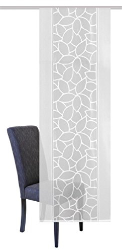HOME WOHNIDEEN Schiebevorhang Jacquard Blätter 225 x 57 cm Weiss