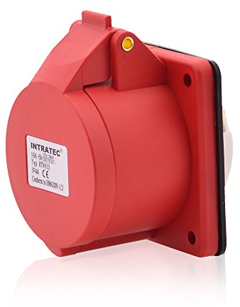 CEE Kraftstrom Einbausteckdose Drehstromsteckdose Gerade 32A 400V 6h IP44 5-polig (3P+N+E): IEC-60309 Industrie und Mehrphasenstecker robuste Industriequalität