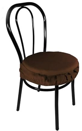 Russo Tessuti Coppia CUSCINI Sedie Cucina Coprisedia IMBOTTITI ROTONDI TINTA UNITA Elastico -Marrone