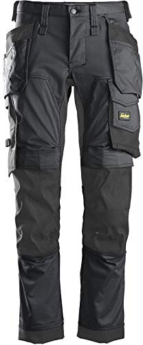 Snickers Workwear Unisex Pantalón Elástico Allroundwork Con Bolsillos Flotantes Gris Acero-Talla 112 Hose, Stahlgrau/Schwarz, one Size