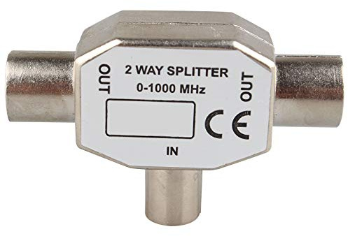 Jopto TV Aerial Coax Splitter Coaxial Male to Two Female Coupler Coupling T/F Type Antenna Bidirectional Distributor for TV/T Adapter Converts an Existing Female to Two Female Coax Socket Outputs
